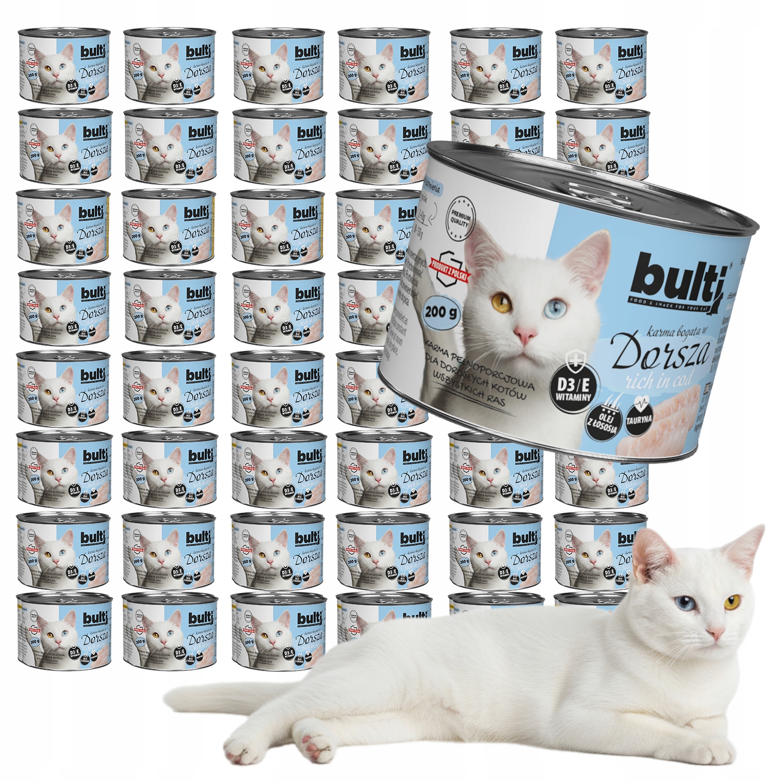 Levně Krmivo Mokré Pro Kočky Bulti Plechovka mletá s treskou Set 48x200g