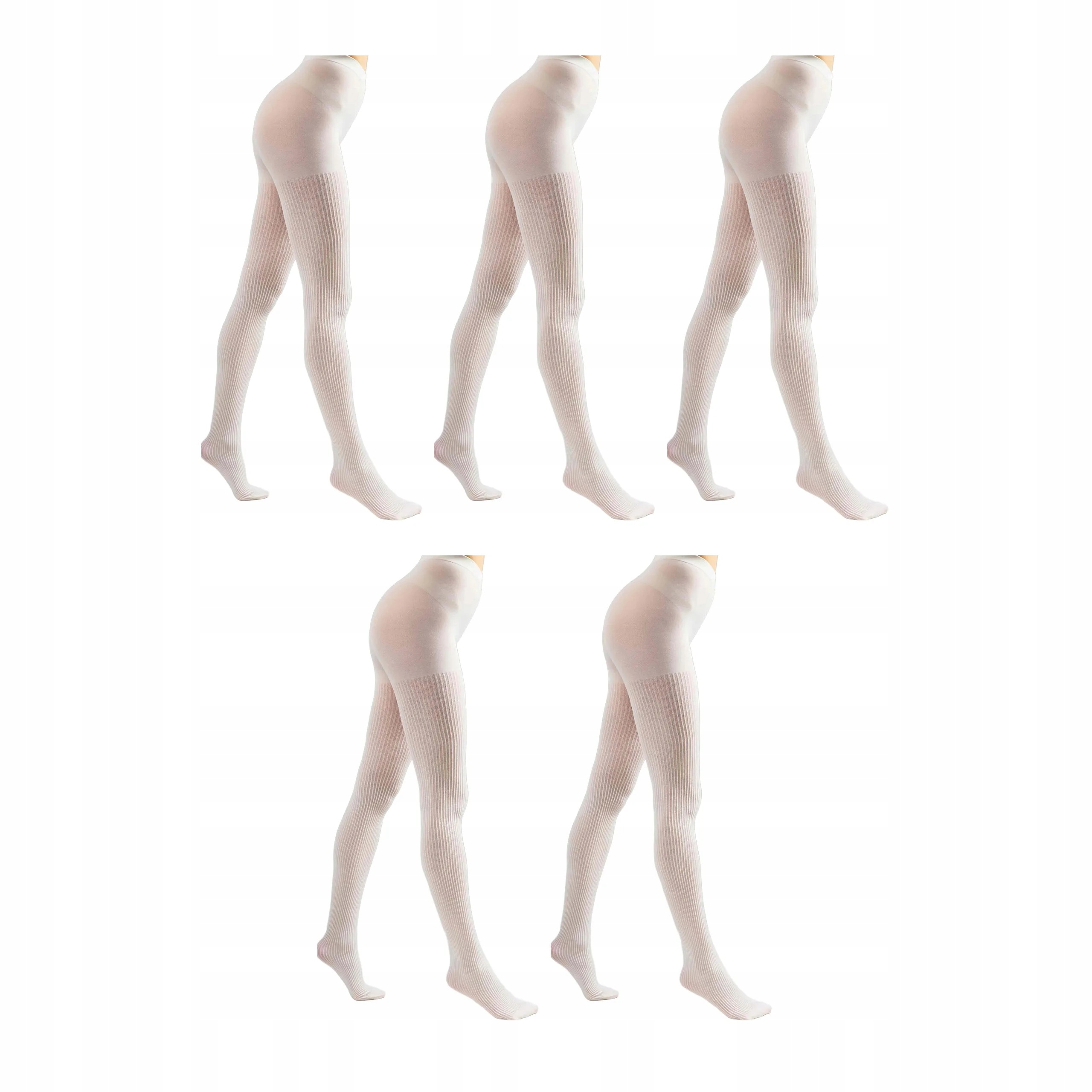 5 párů Punčocháče z mikrovlákna 70 den pruhované 1944 Rib Legs 5x Panna 4-L