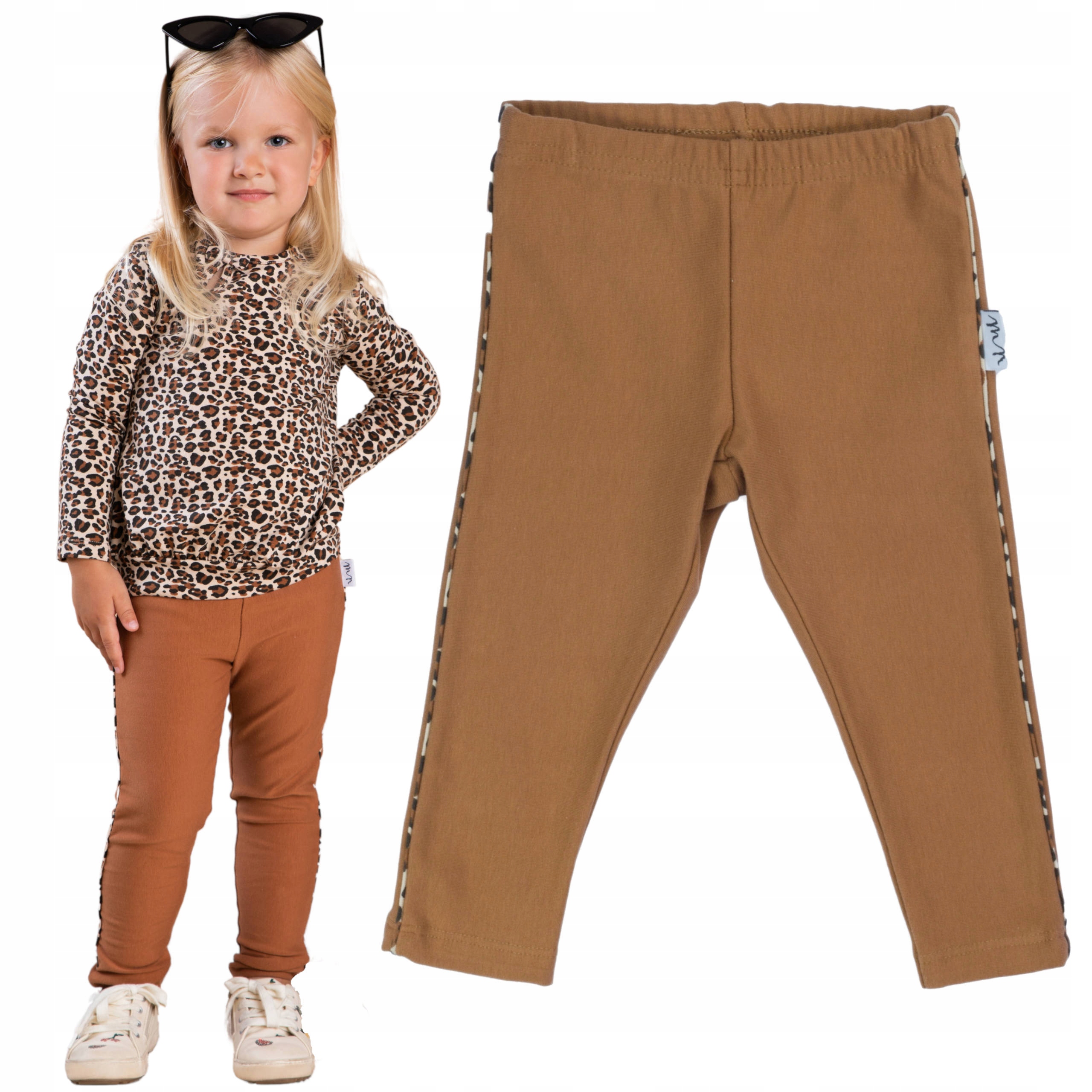 OCIEPLANE LEGGINSY ZE WSTAWKĄ W PANTERKĘ 68 ciepłe