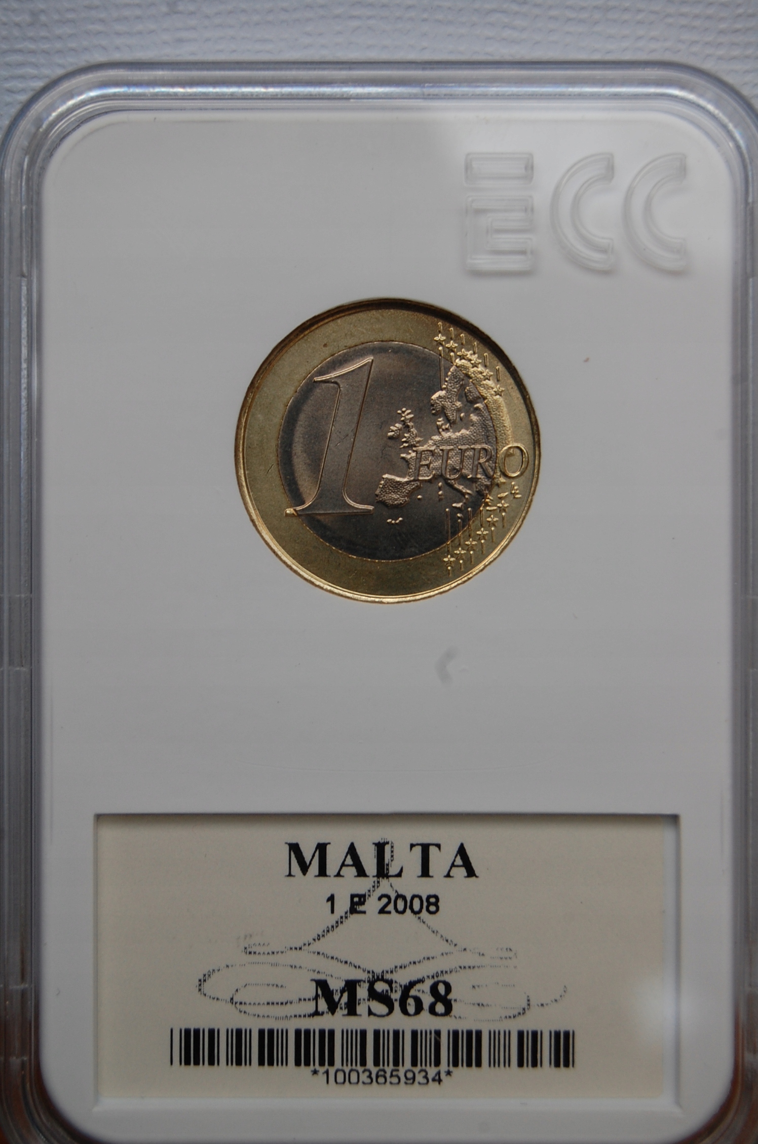 MALTA 1 EURO 2008 UNC MS 68 GCN