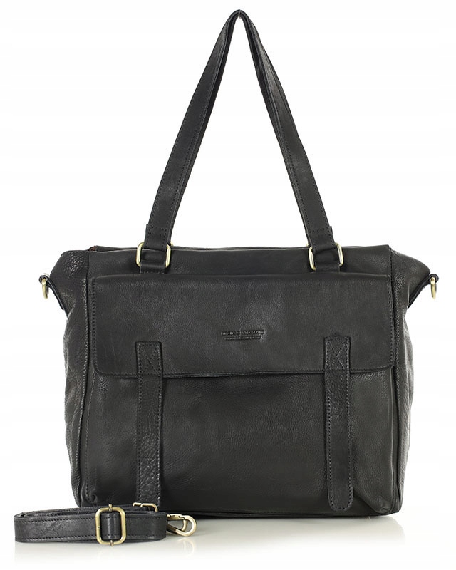 Torebka damska Skórzana shopper biznesowy z Przegrodą czarna Marco Mazzini