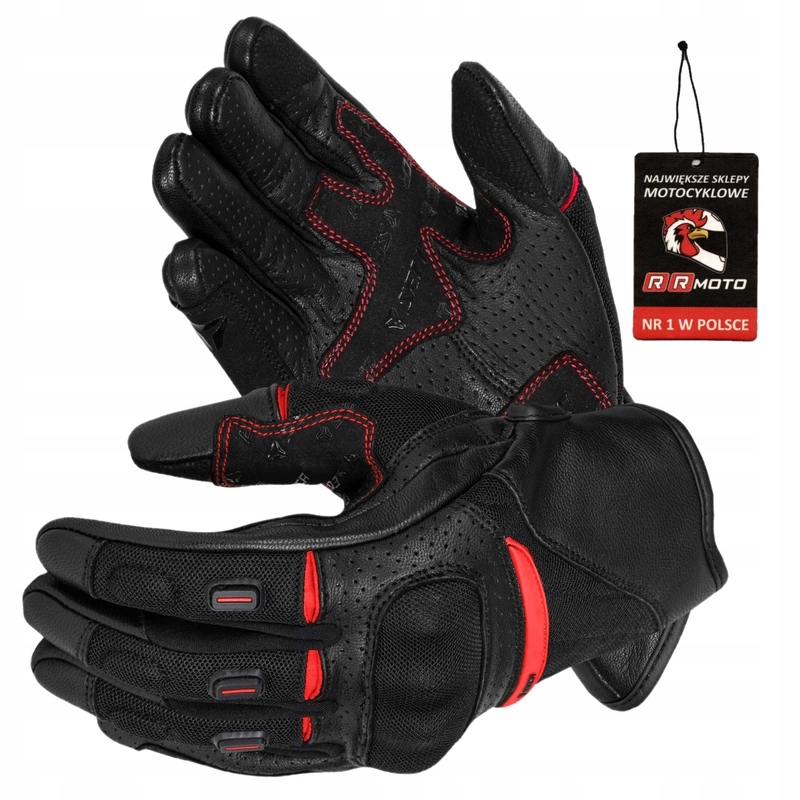 Rękawice motocyklowe krótkie Seca Axis Mesh II Red czarny czerwony