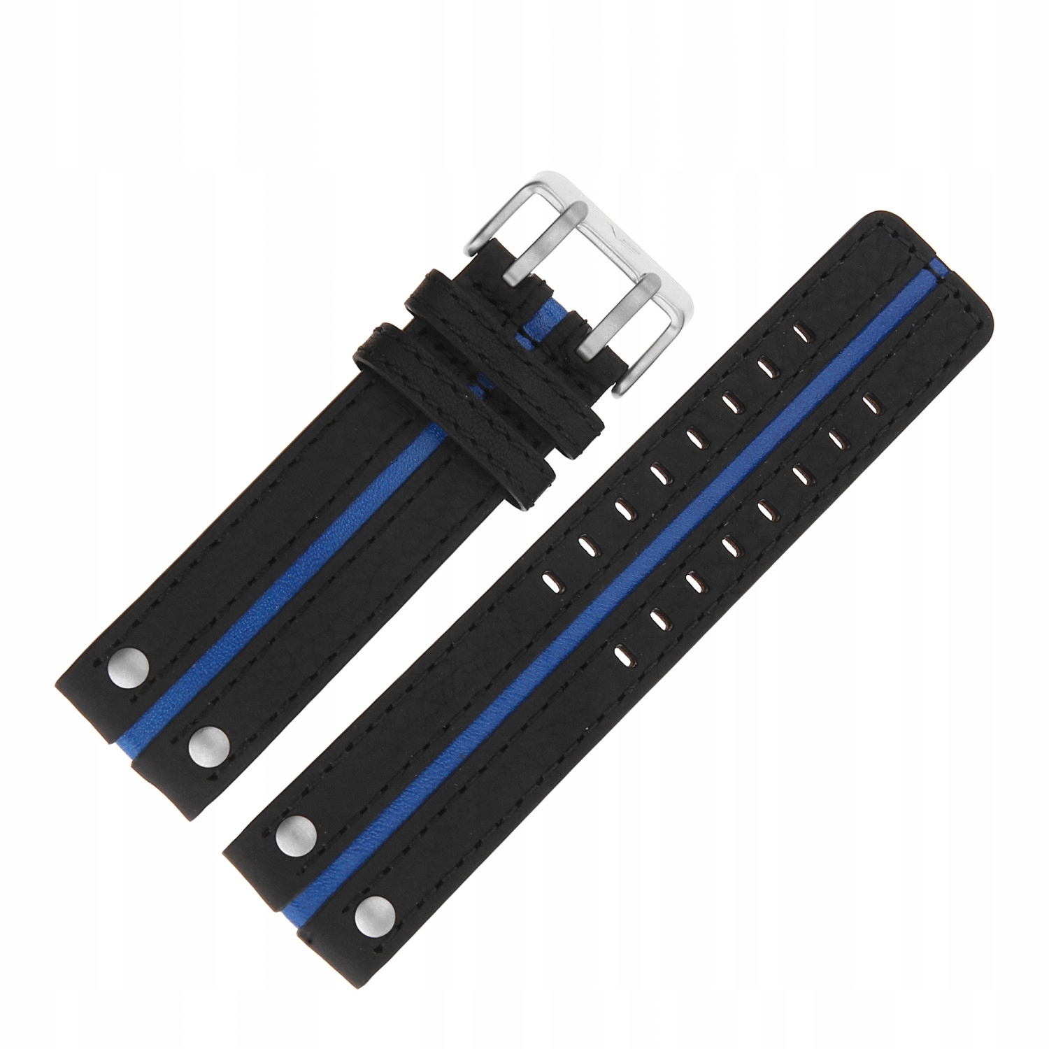 Pásek Expedition kůže (5195) černý s modrou matnou barvou