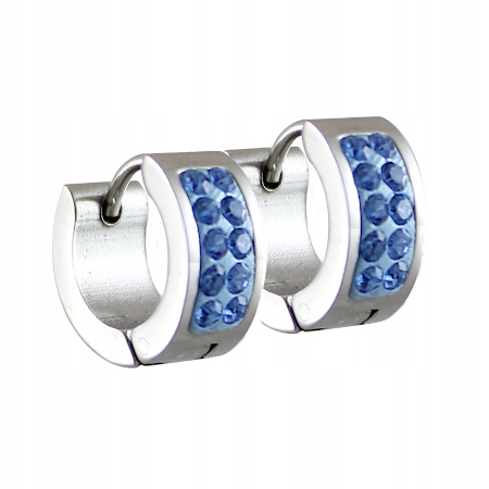 

Kolczyki kółka Huggie cyrkonie Aqua Stal 316L
