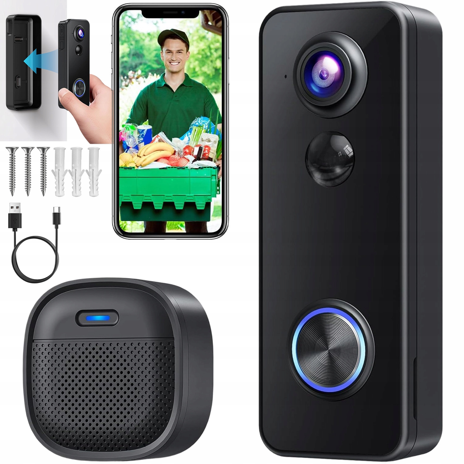 Bezdrátový Videotelefon 2K 180° Panoramatické Noční Vidění