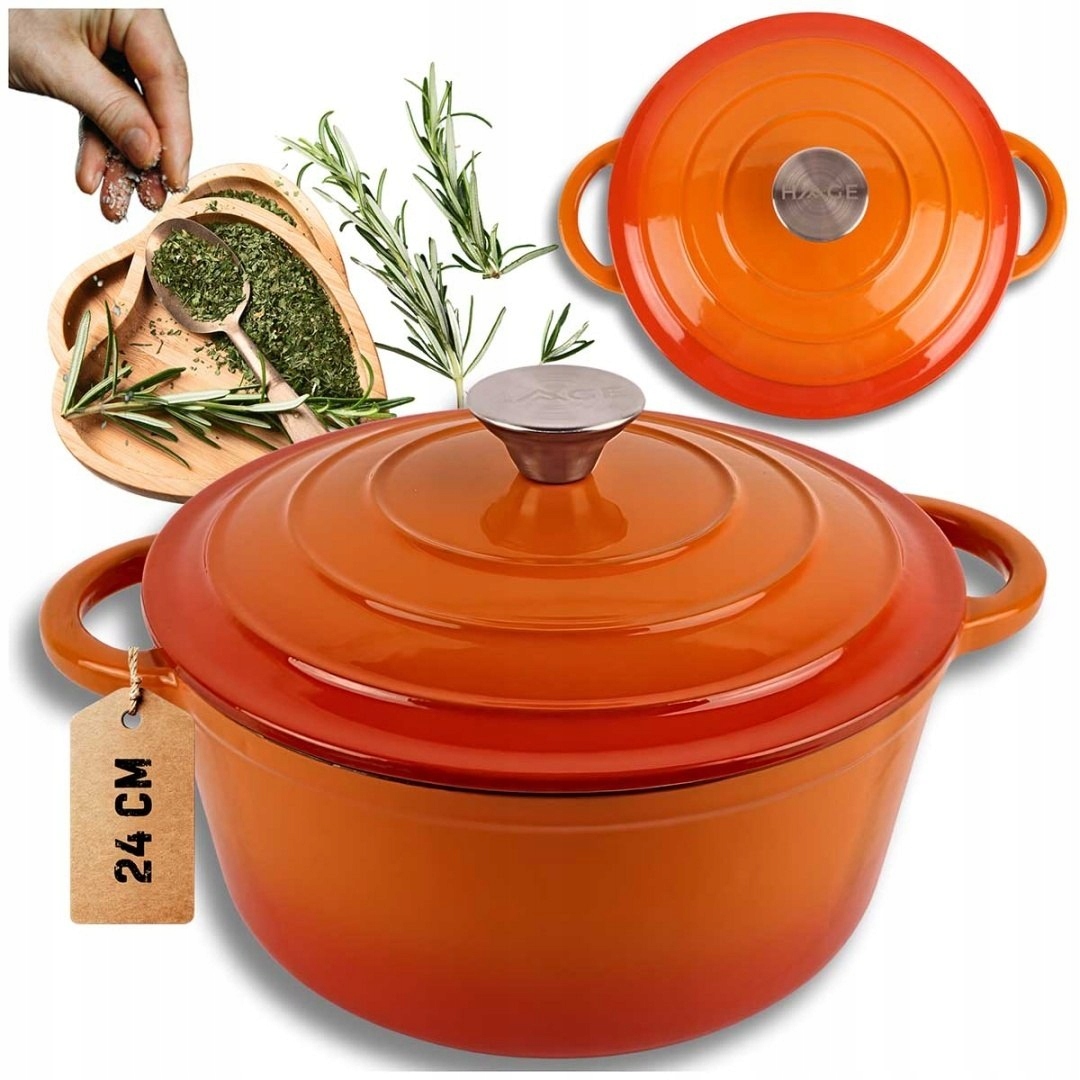 Smaltovaný Hrniec Liatinový 24 cm 4L Hage Orange