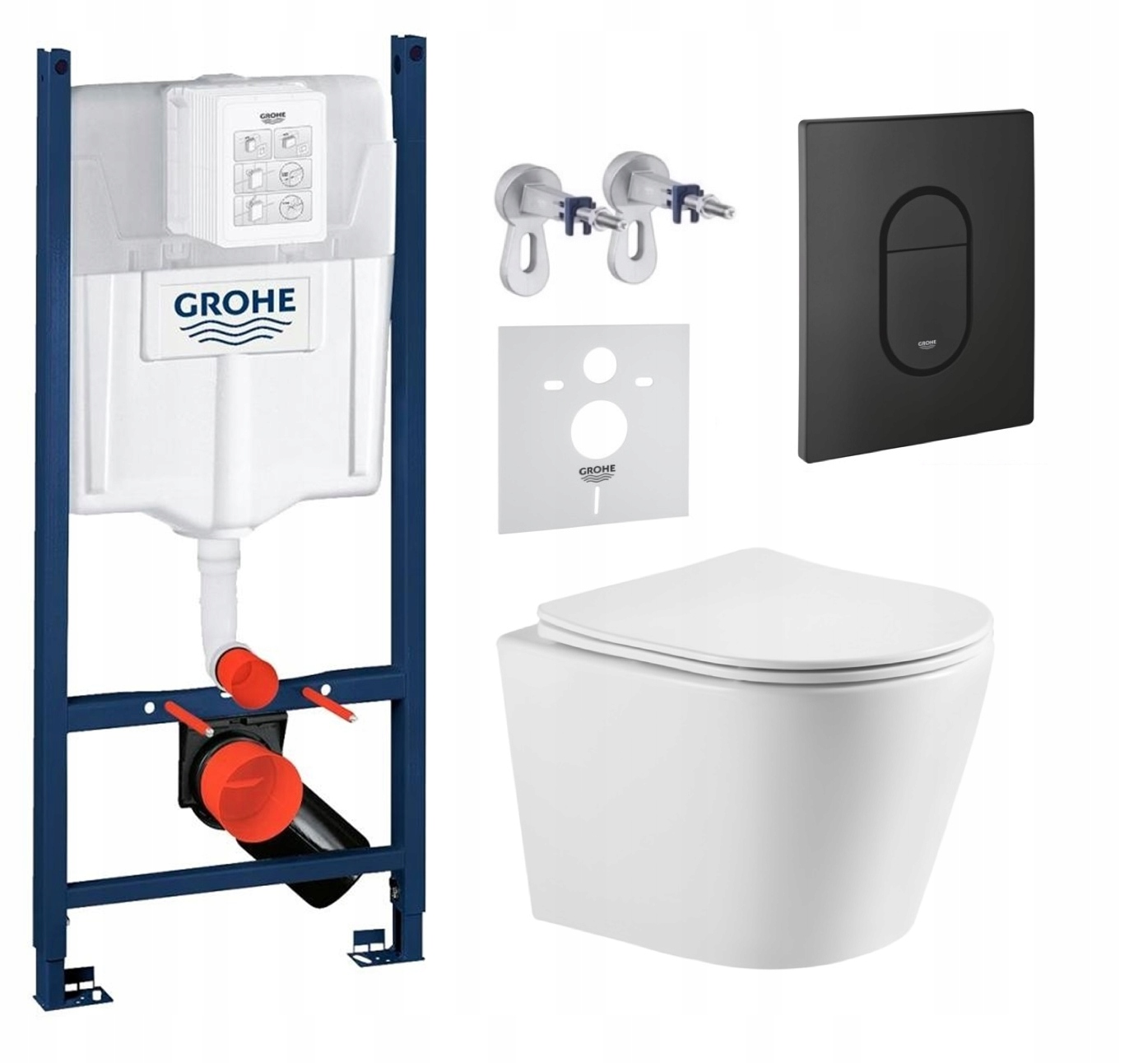 7w1 Zestaw Wc Stelaz Grohe, Miska Wc Tornado Imprese, Przycisk Czarny