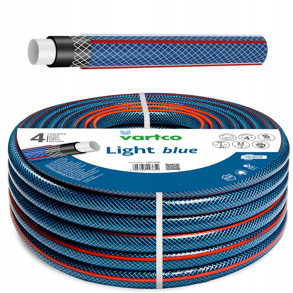 Wąż ogrodowy 4-warstwowy Light Blue 1" 50m Vartco Produkt Polski Dłuuugi
