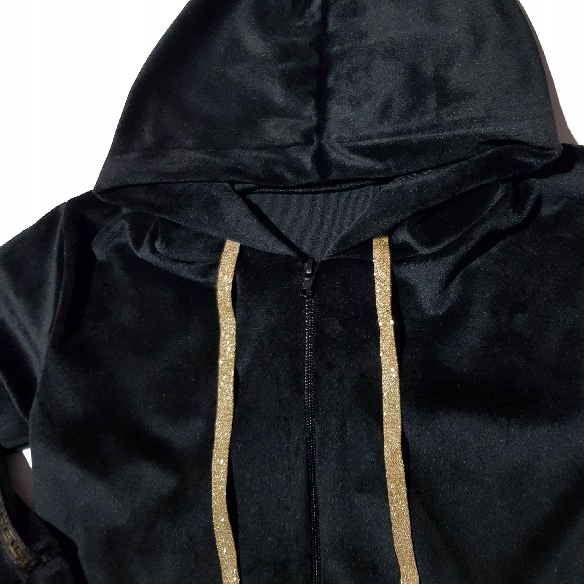 Dziewczęcy dres welurowy kaptur rozpinany czarny Kod producenta dres z kapturem beż