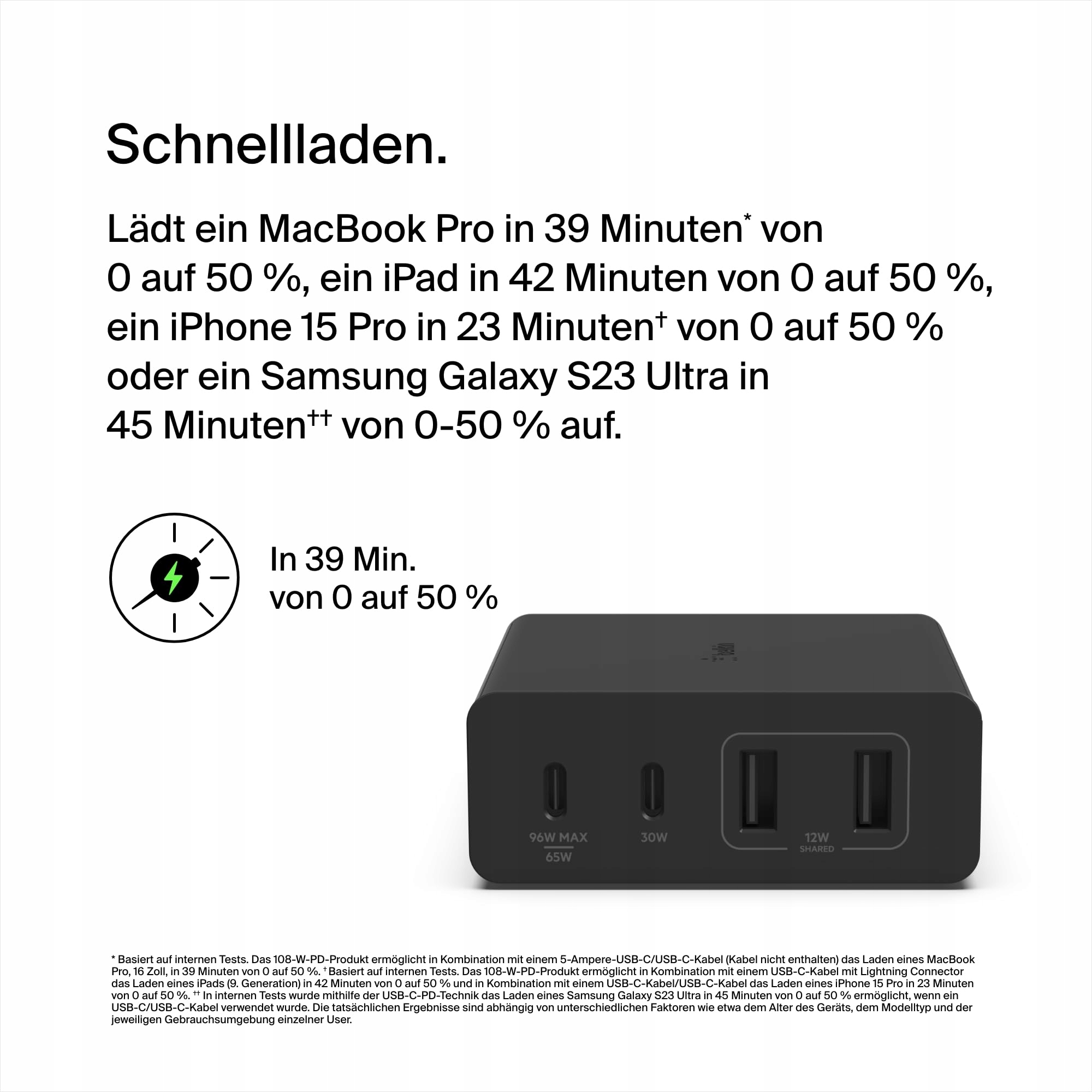 BELKIN Stacja Ładowania 108W GaN USB Dla Wielu Urządzeń Szybkie Ładowanie — miniatura 5