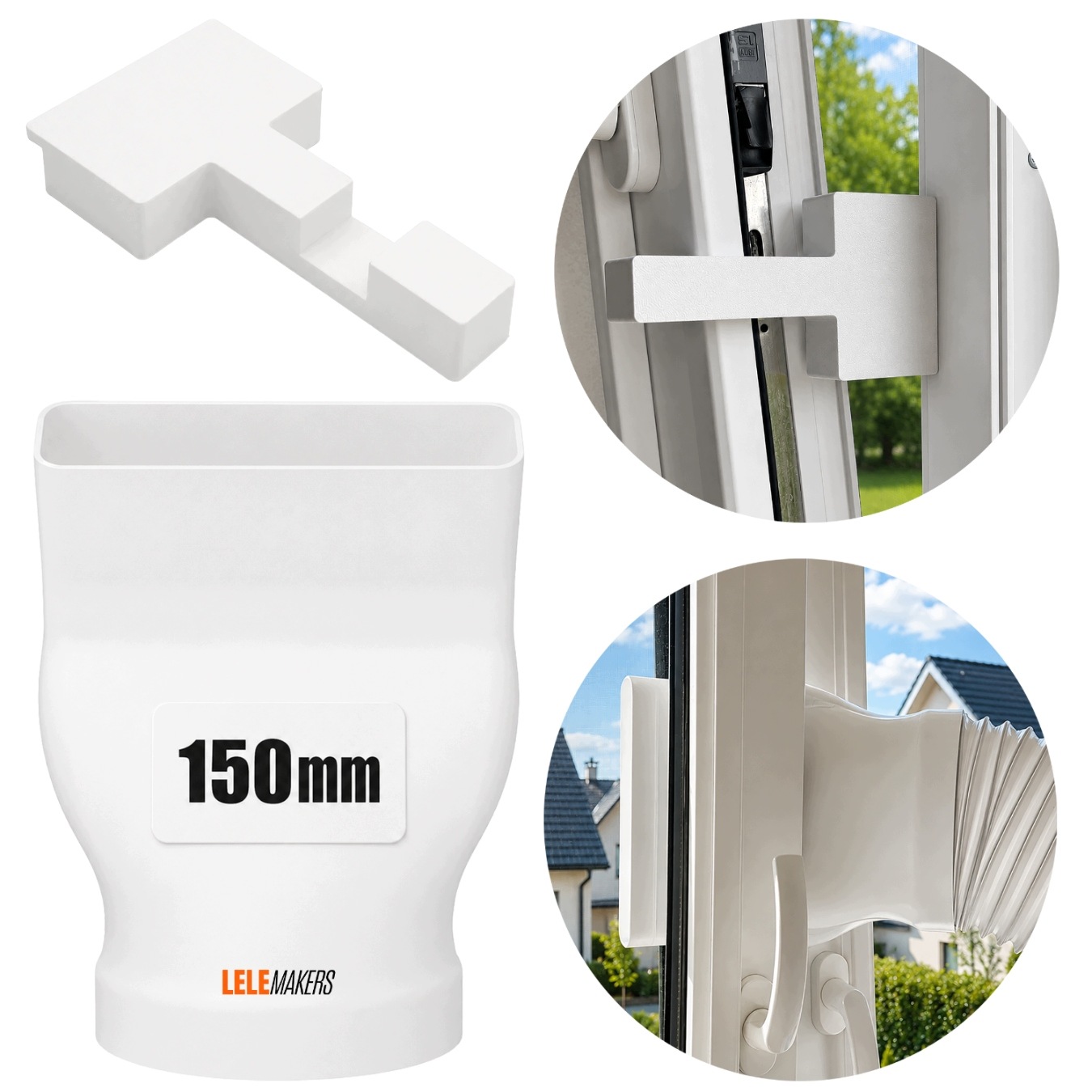 Adaptér výstupu klimatizace FI150 150 mm pro okno zámek výklopného okna