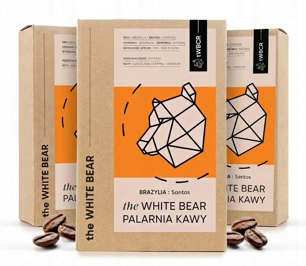 Levně Sada 3 x káva káva Arabica The White Bear Brazílie: Santos 1000 g