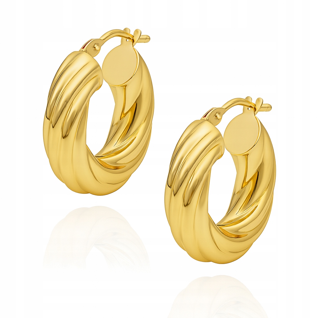 Zlaté náušnice kolečka pletené copánky 18mm Pr. 585