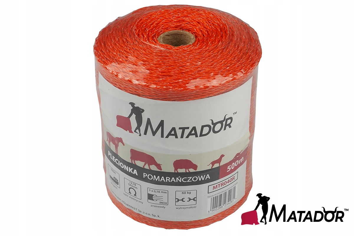 LINKA drut plecionka POMARANCZOWA PASTUCH DO PASTUCHA NA BYDŁO BYKI 500m EAN (GTIN) 5902288234281