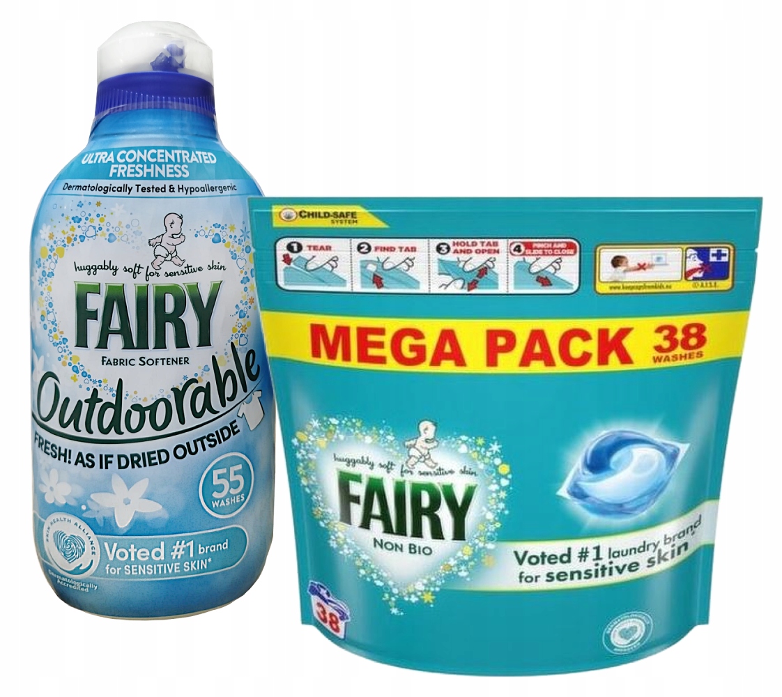 Fairy Outdoorable na oplachování 55p Fairy Non Bio kapsle na praní 38 ks
