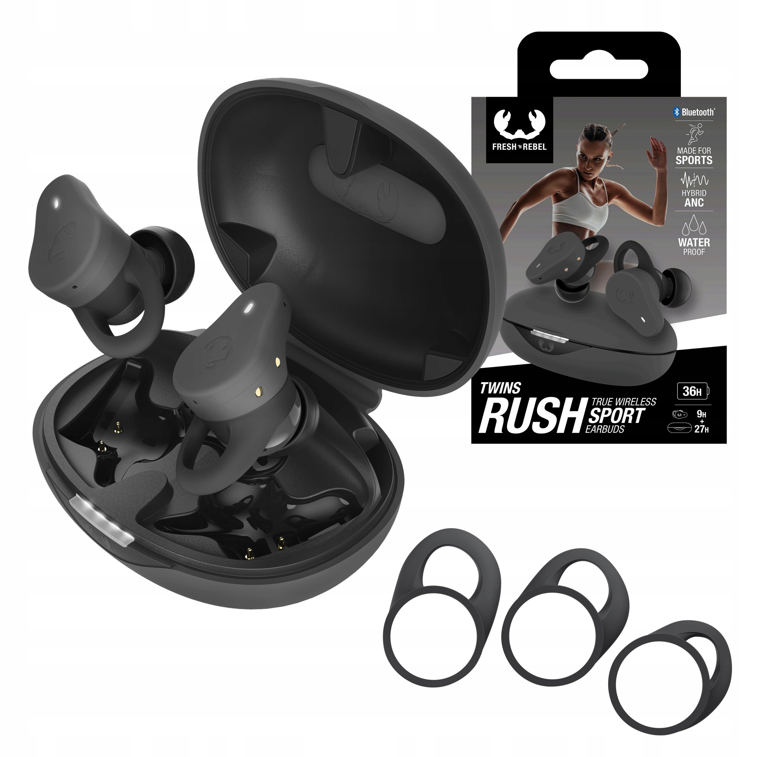 Fresh 'n Rebel Słuchawki Sportowe Bezprzewodowe Dokanałowe Z Anc Twins Rush