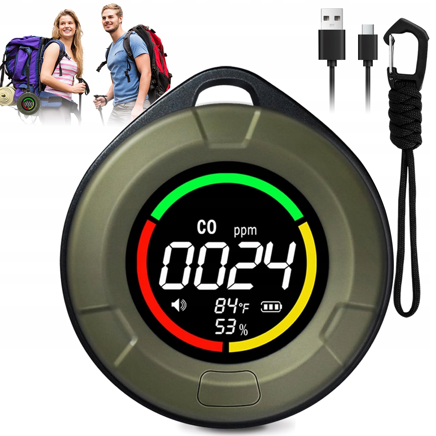 Malý Detektor Co S Alarmem, Do Karavanu I Domácnosti, LCD displej, Port Typu C