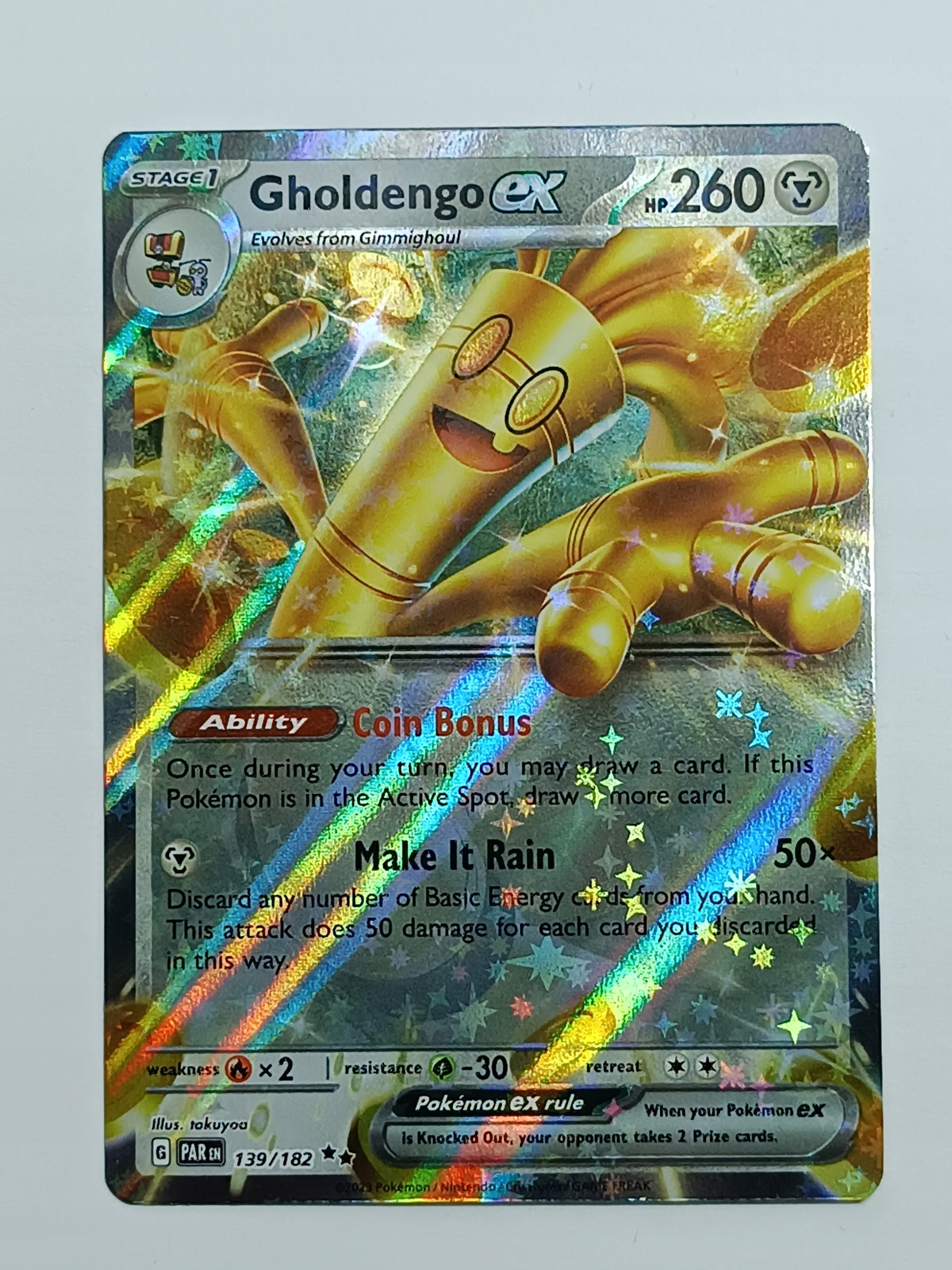 TNT ✴︎Mega Rare✴︎100% PURE GFUNK Pokemon Paradox RIft Ultra Rare 139/182 Gholdengo ex - Stan