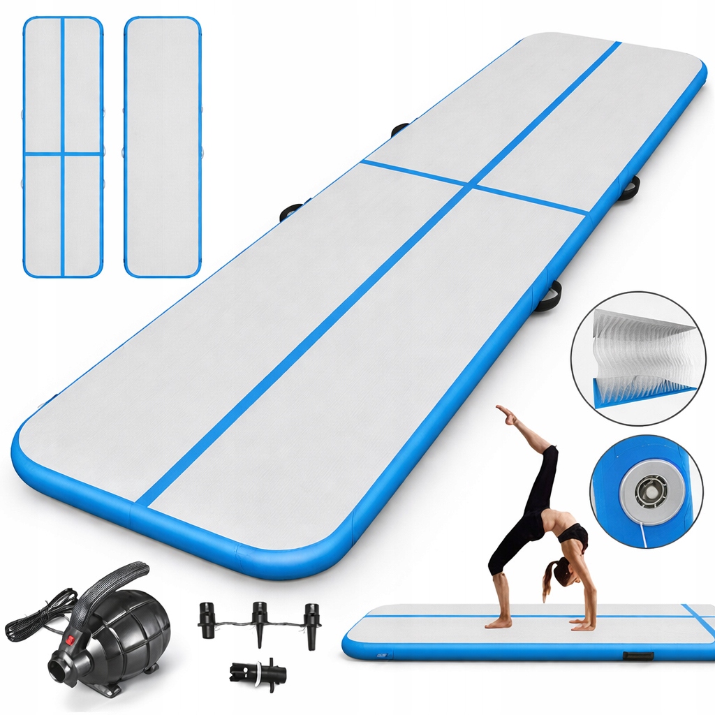 Nafukovací Gymnastická Podložka Airtrack 500X100X10 CM Akrobatická Modrá