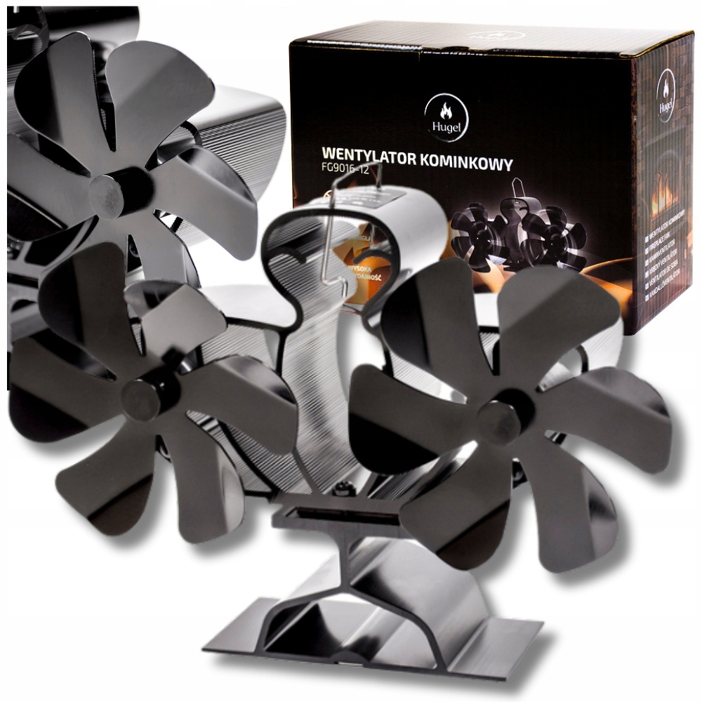 Stojanový krbový ventilátor s dvojitou turbínou, distributor vzduchu, koza