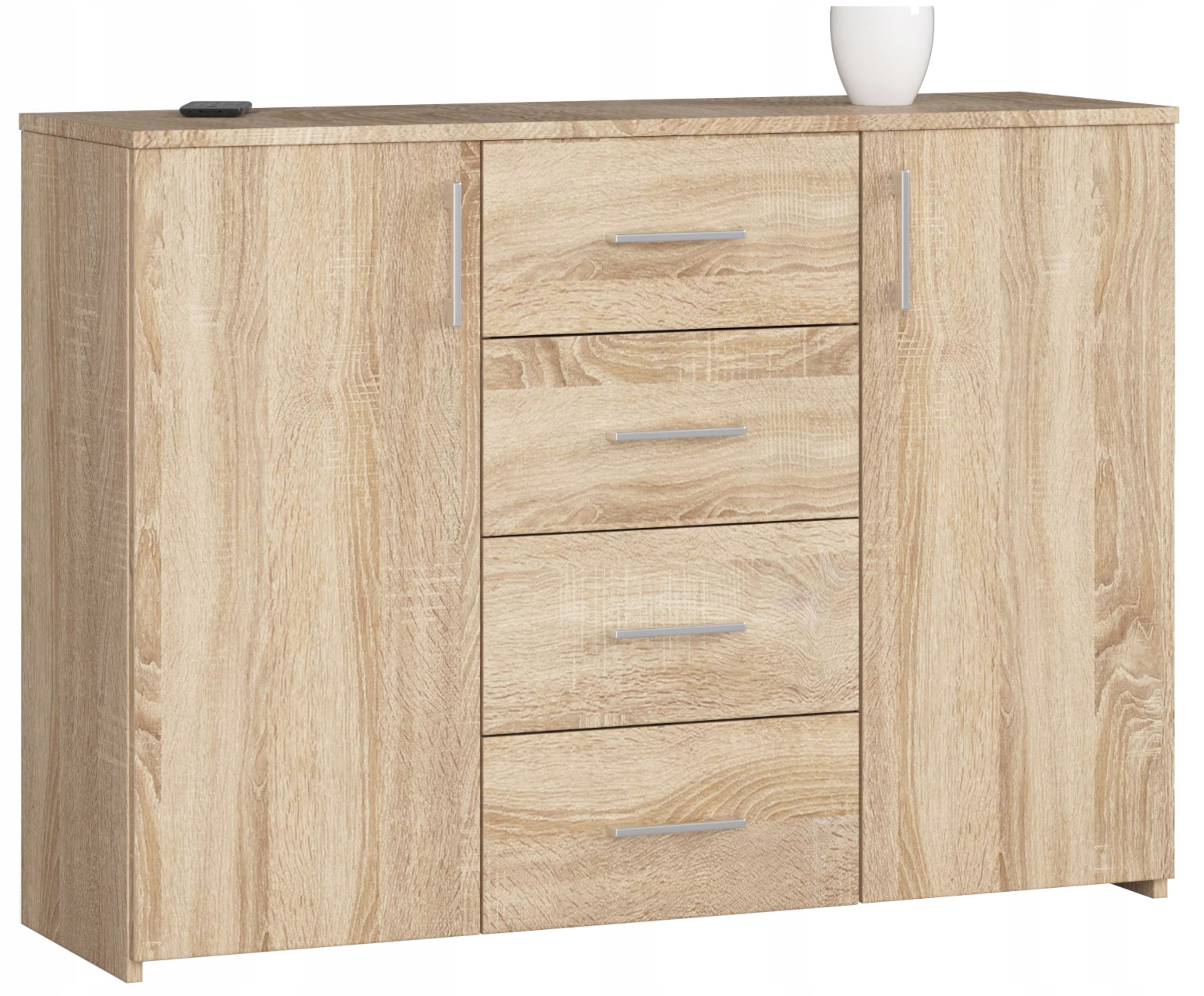 Komoda, skrinka K45 110 cm, 4 zásuvky, dub sonoma Akd