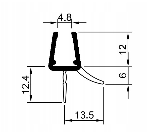 USZCZELKA DOLNA KABINY PRYSZNICOWYCH DRZWI 6-8MM 67 CM Marka Rehau