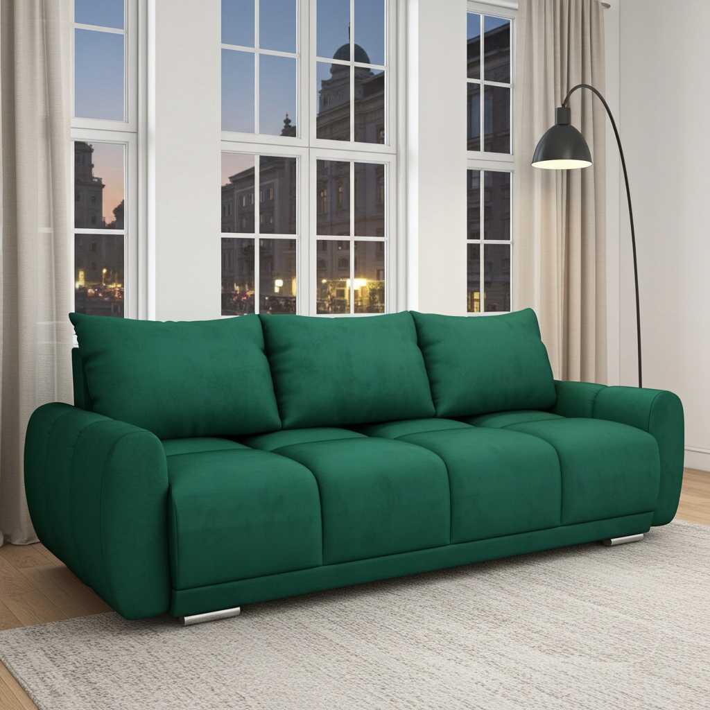 Zelená Pohovka Versailles Do Obývacího Pokoje Honey 234 cm Funkce Spaní 150x200