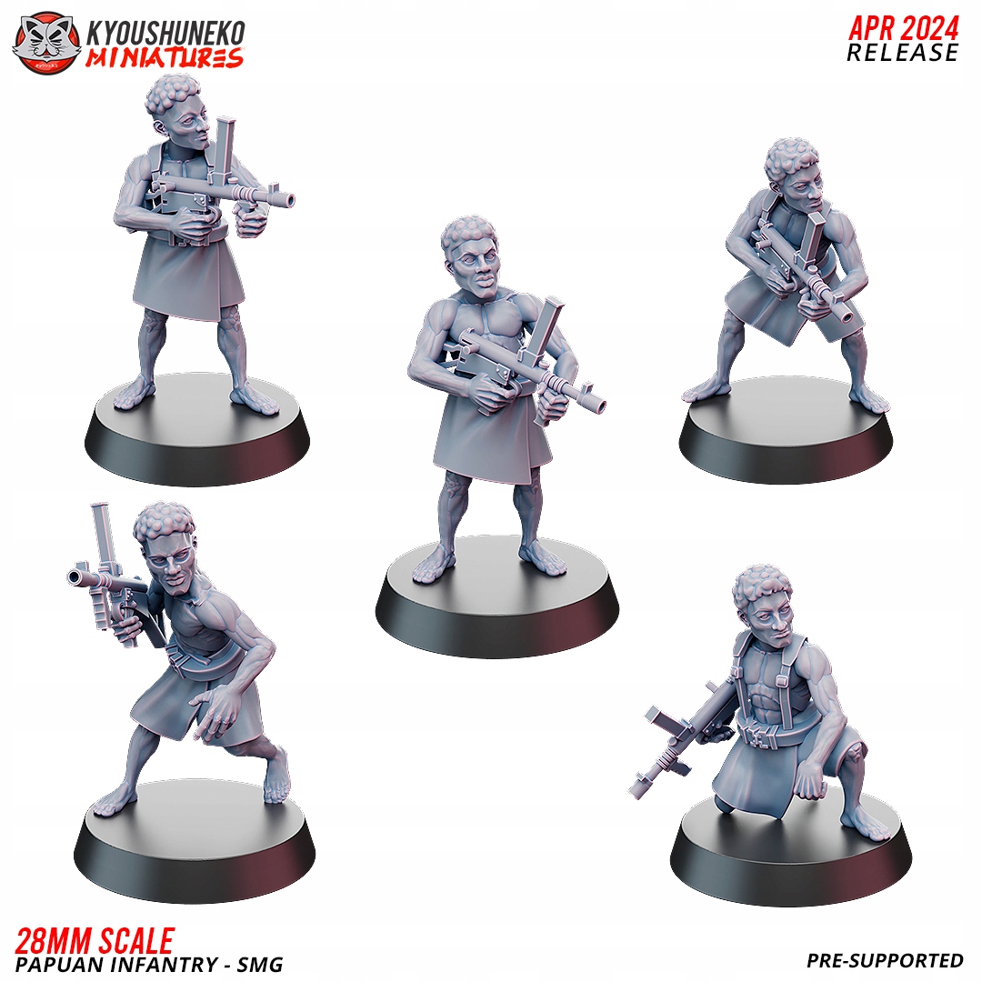 Papuan Infantry SMG x5 Kyoushuneko Miniatures