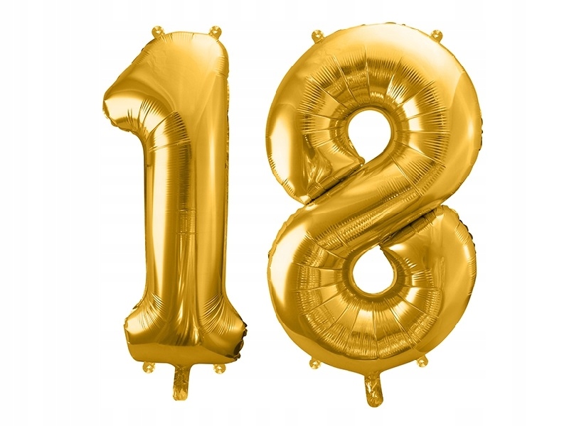 

Balony na 18 Urodziny osiemnastkę złote 86cm