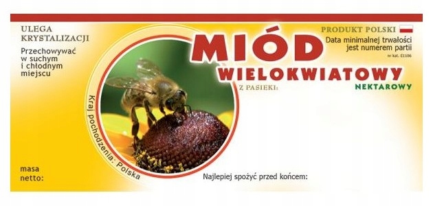 

Etykieta naklejka na miód 116x50mm Wl 100szt E1106