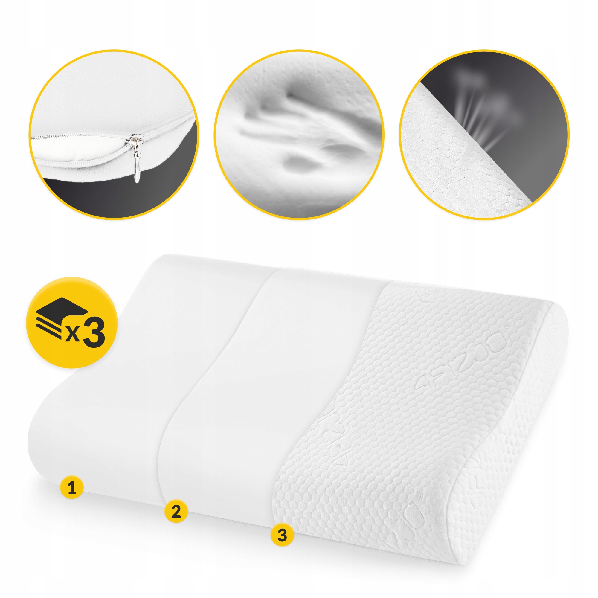 PODUSZKA ORTOPEDYCZNA DO SPANIA NA BOKU I PLECACH PROFILOWANA PIANKA MEMORY Długość (cm) 50