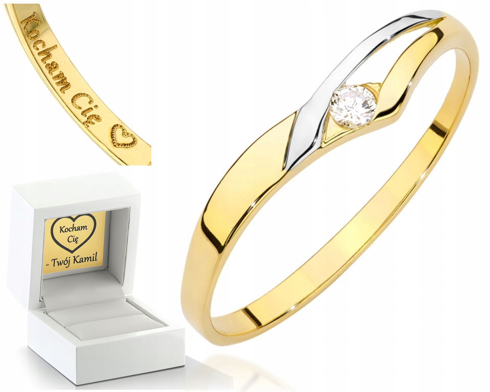 Zlatý Prstýnek S Briliantem Gravírování 0.585 Obchod