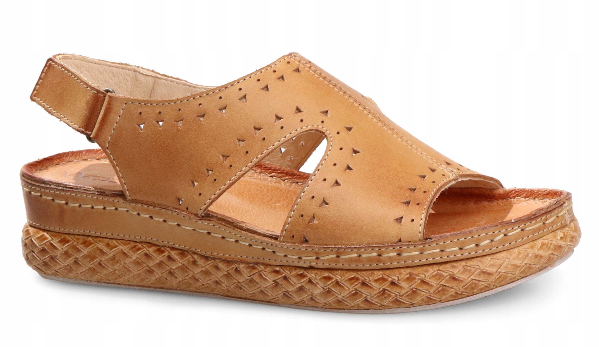 

skórzane sandały damskie Wasak 0652 rudy