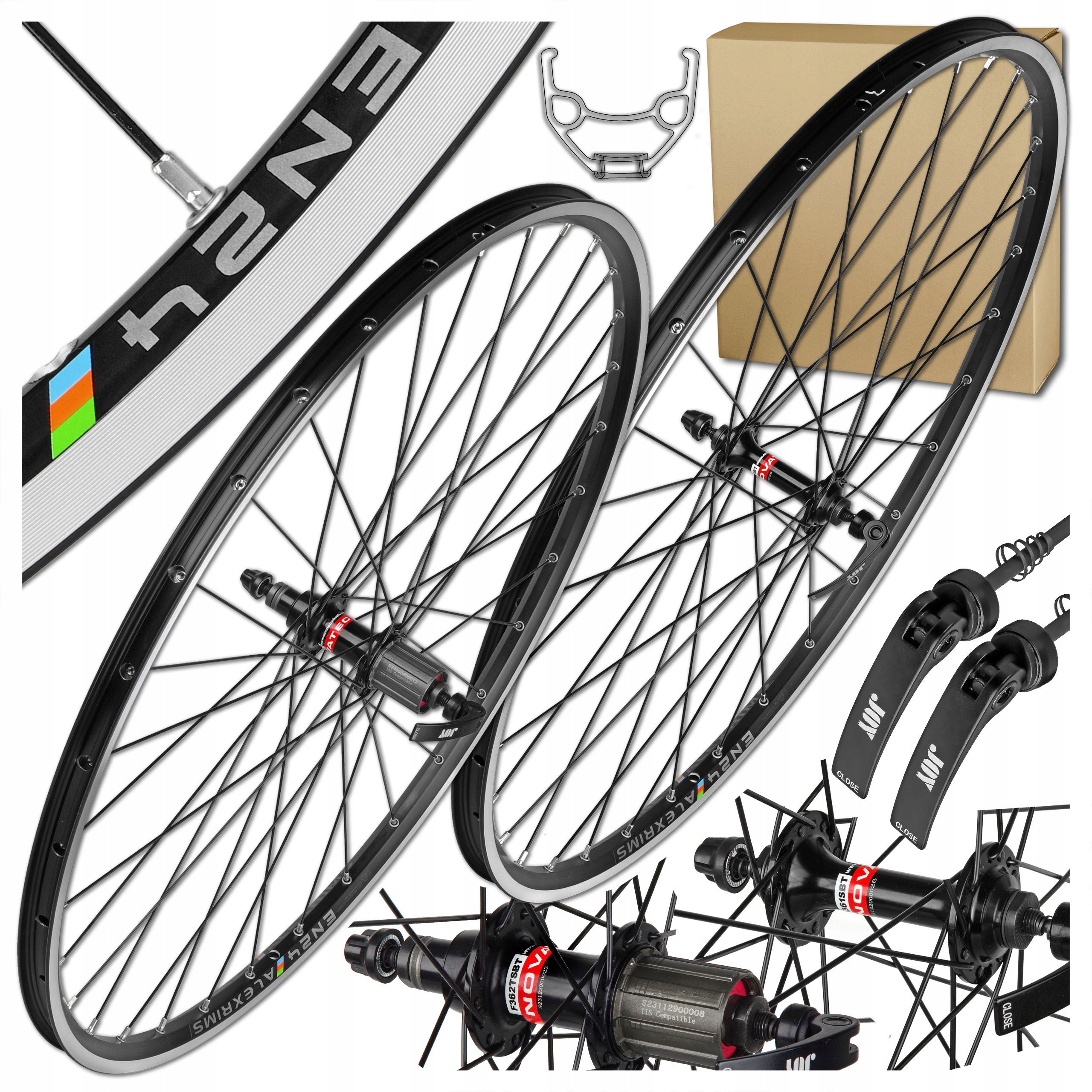 Koła Rowerowe Przód Tył Alexrims EN24 28/29 622x19 Novatec Kaseta V-brake