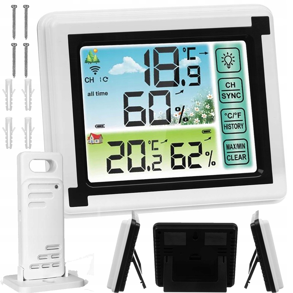 TERMOMETR Z HIGROMETREM POKOJOWY WILGOTNOŚCIOMIERZ