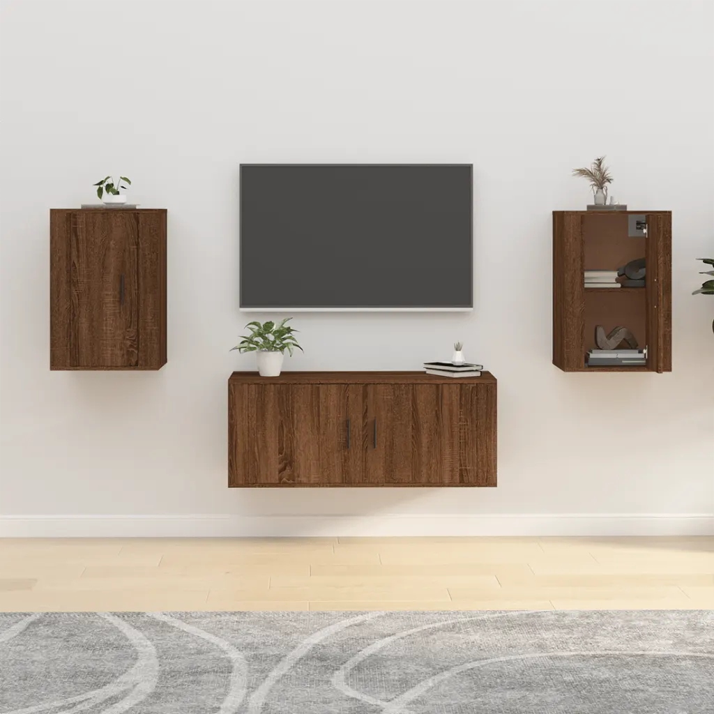 Nástěnné Tv skříňky 2 ks hnědý dub 40 x 34,5 x 60 cm Hnědá 816671