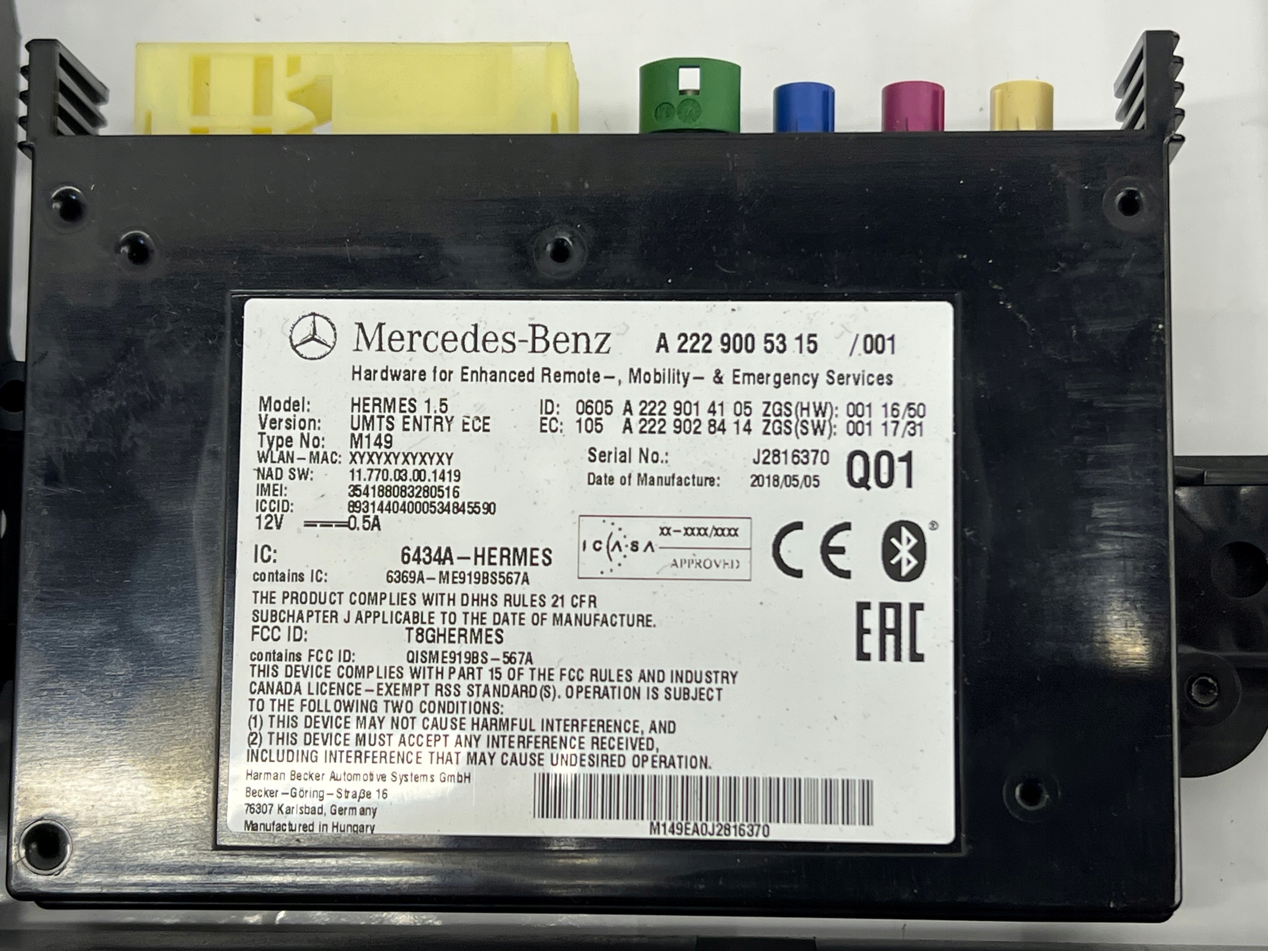 MERCEDES W205 X253 module control unit TELEMATIK KOMPLET A2229005315