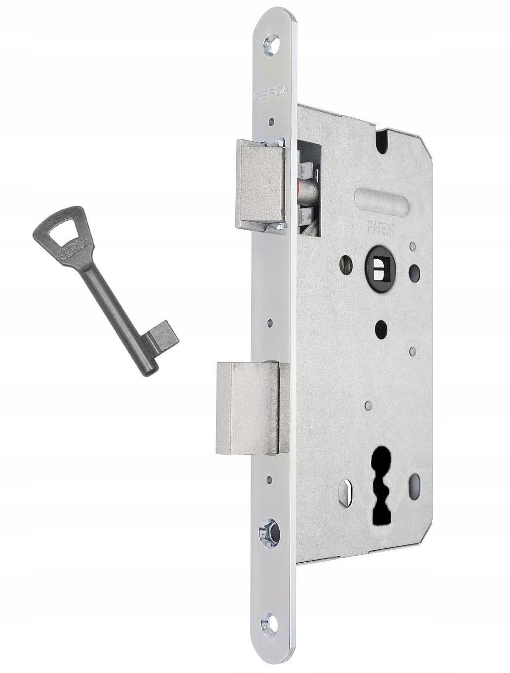 

zamek wpuszczany Gerda 72/55 na klucz srebrny