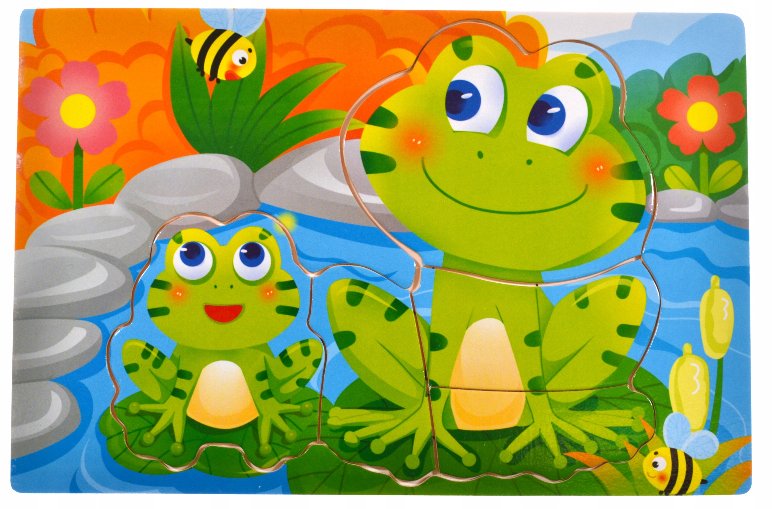 

Edukacyjna Drewniana Układanka Żabki