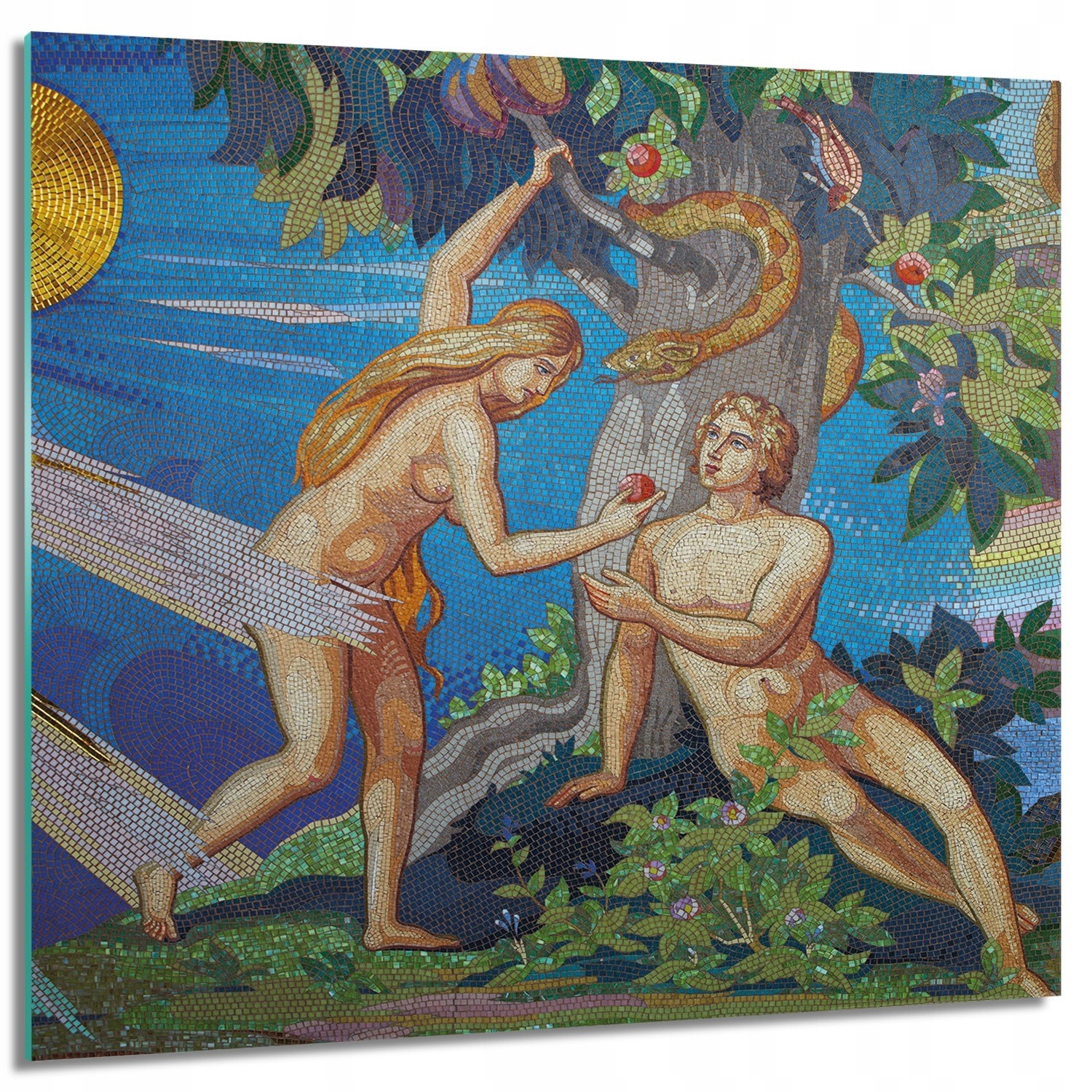 

Obraz szklany nowoczesne Adam i Ewa kuszenie 60x60