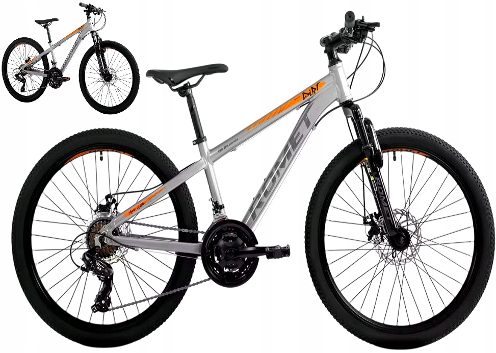 Rower Mtb Romet Rambler Dirt 24" srebrno-pomarańczowy