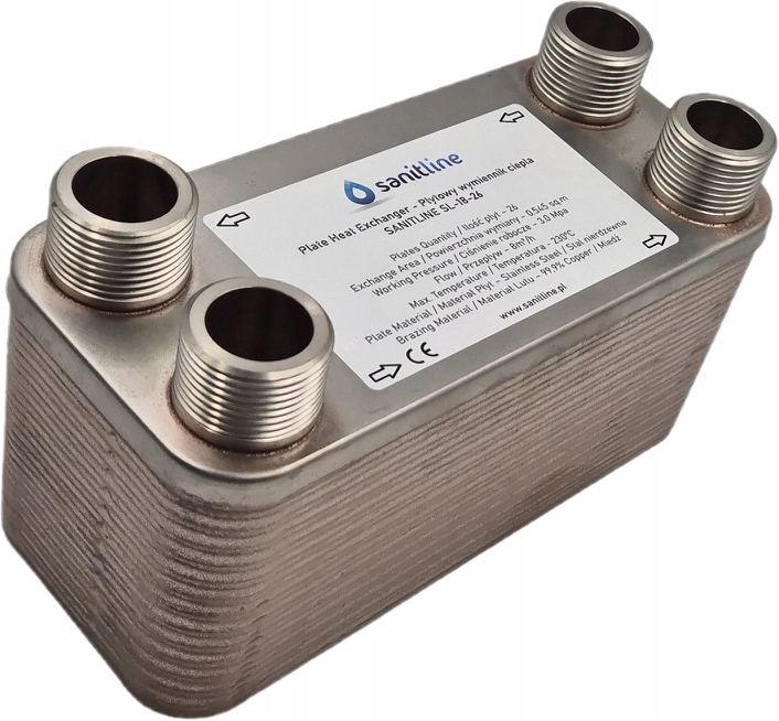Výměník Tepla 26 Deskový Sanitline SL-18-26-A1 Výkon 35 kW Připojení 4x 1"
