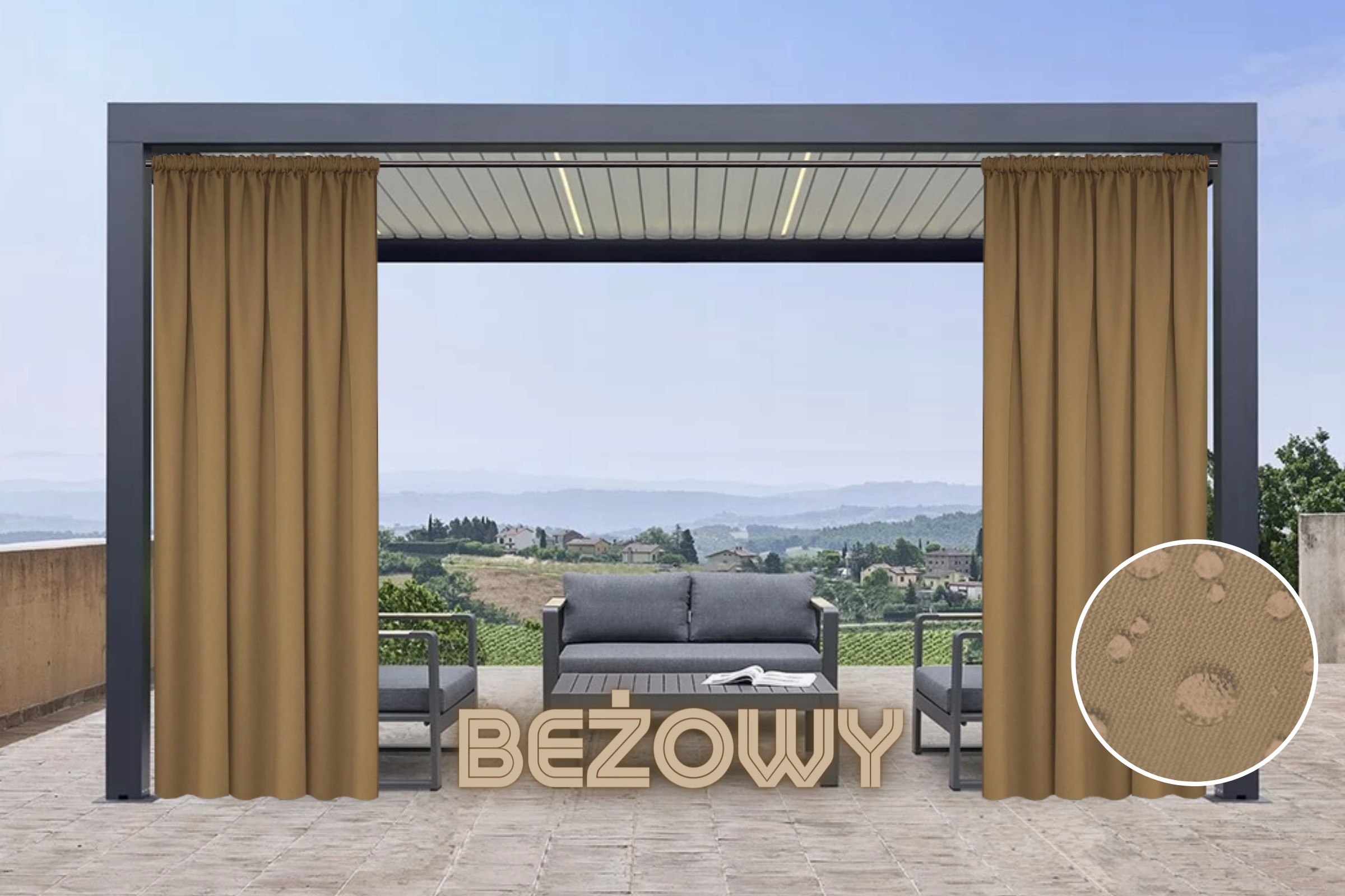 ZASŁONA WODOODPORNA 240X155 NA OGRÓD TARAS BALKON Liczba ścianek bocznych brak