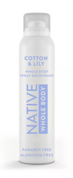 Native Whole Body Cotton & Lily 99 g. Deodorant ve spreji