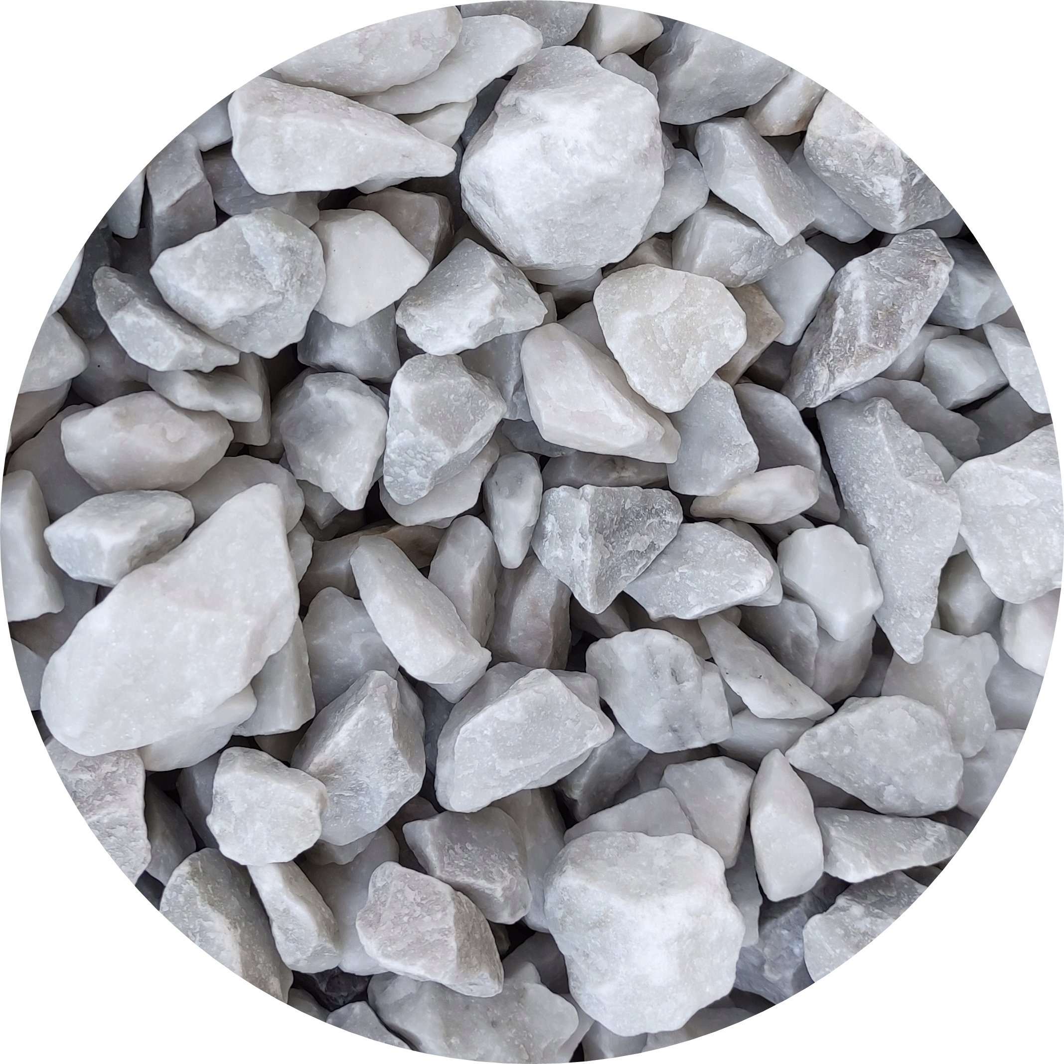 Bílý kámen gris zahrady ledově bílo-šedý kámen Ice Bianco Carrara 24 kg