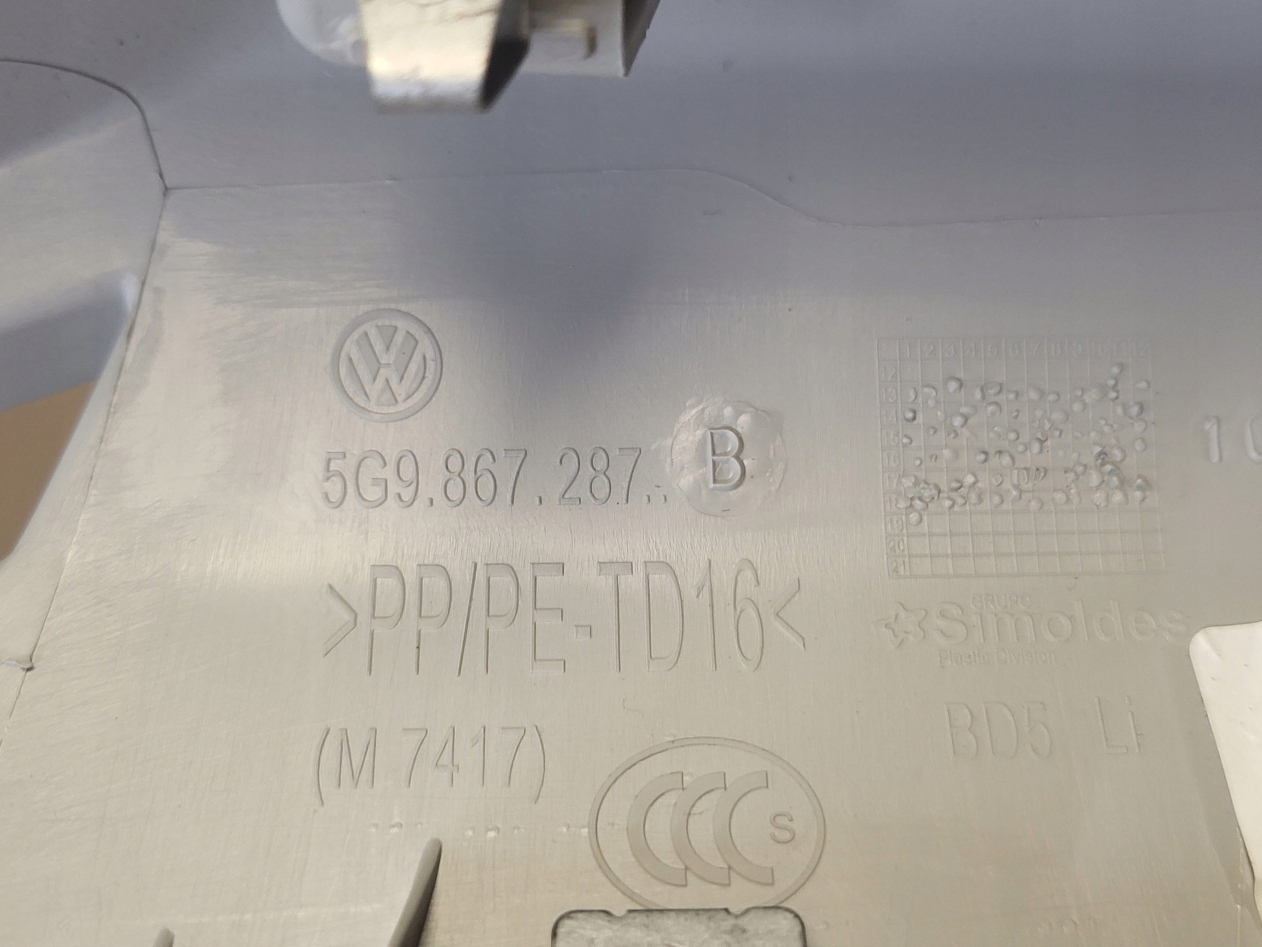 cover side SLUPKA C left rear grey upper VW GOLF VII 7 5G KOMBI OE