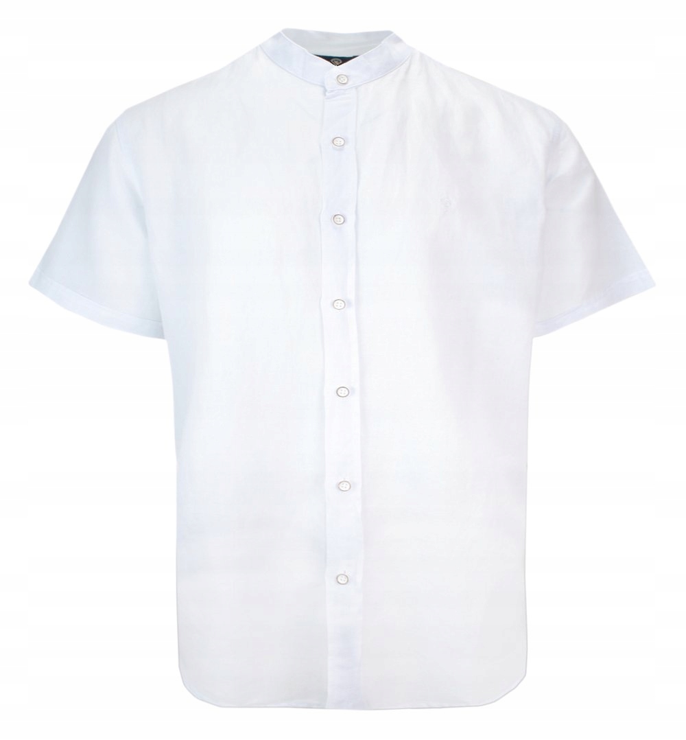 Bílá lněná neformální košile se stojáčkem XXL