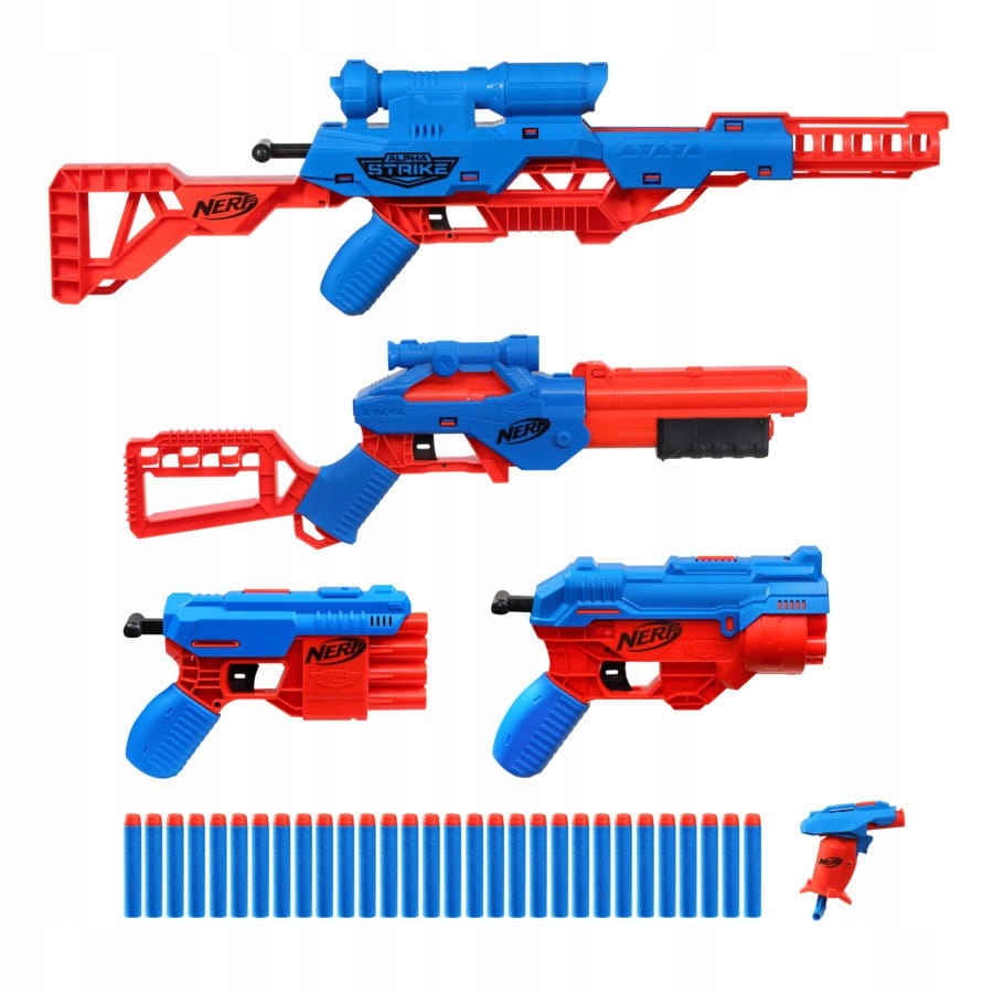 

Zestaw Nerf Alpha 5W1 5 Wyrzutni 30 Strzałek