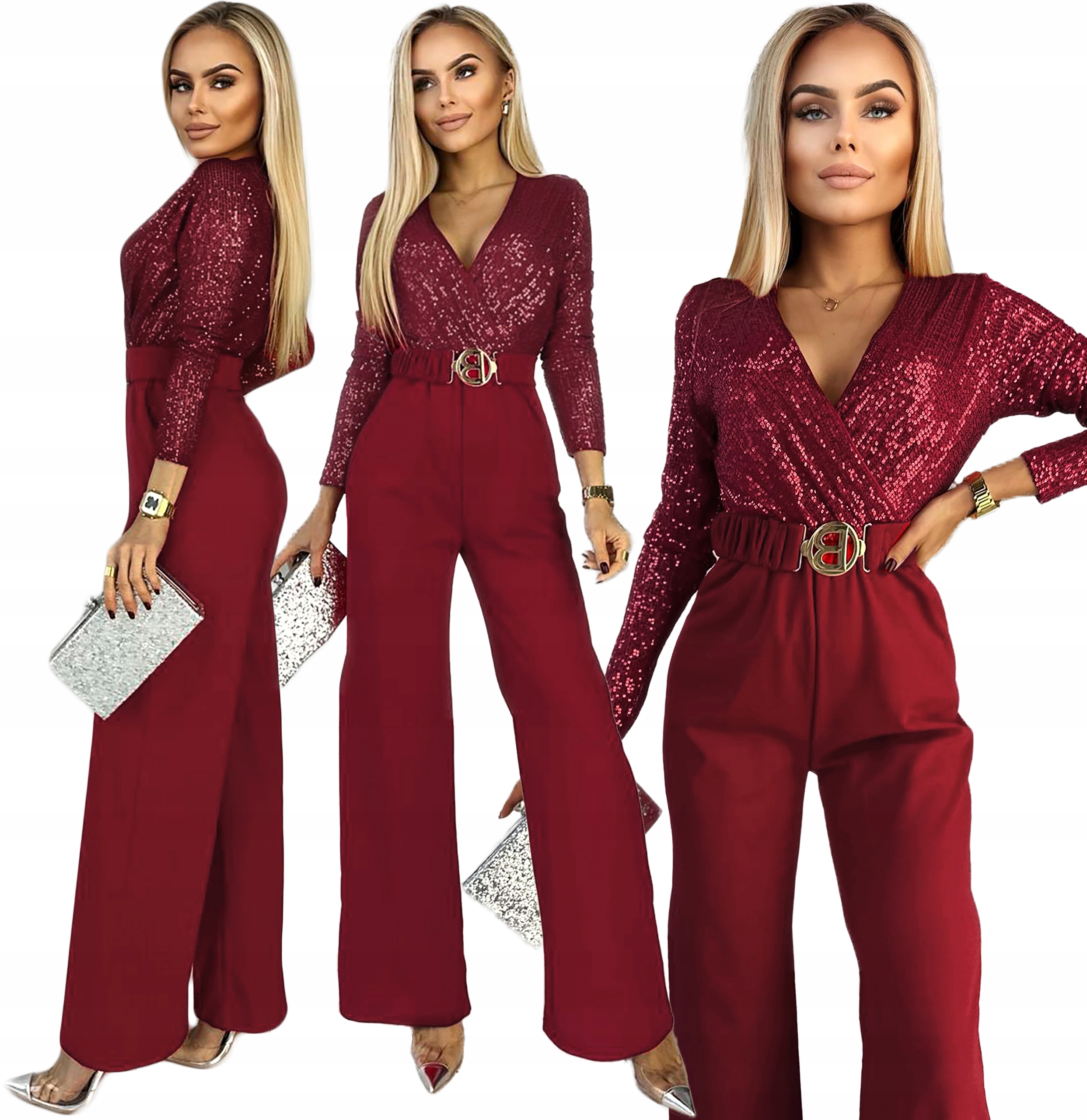 Elegantní lesklý Dámský Kombinéz flitry svatební hostina Alexia