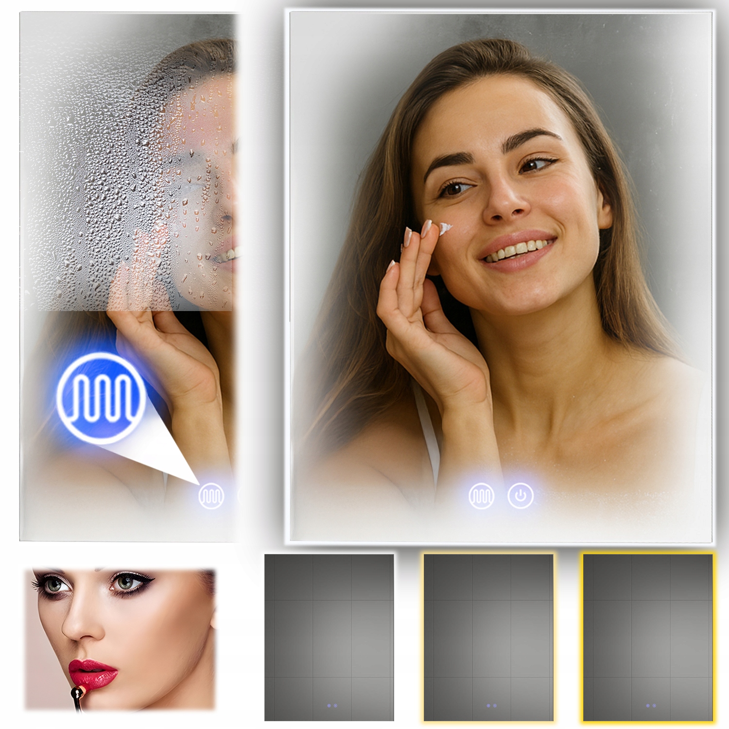 Vyhrievané Zrkadlo Led 60 x 80 cm Obdĺžnikové Kúpeľňové Dotykové